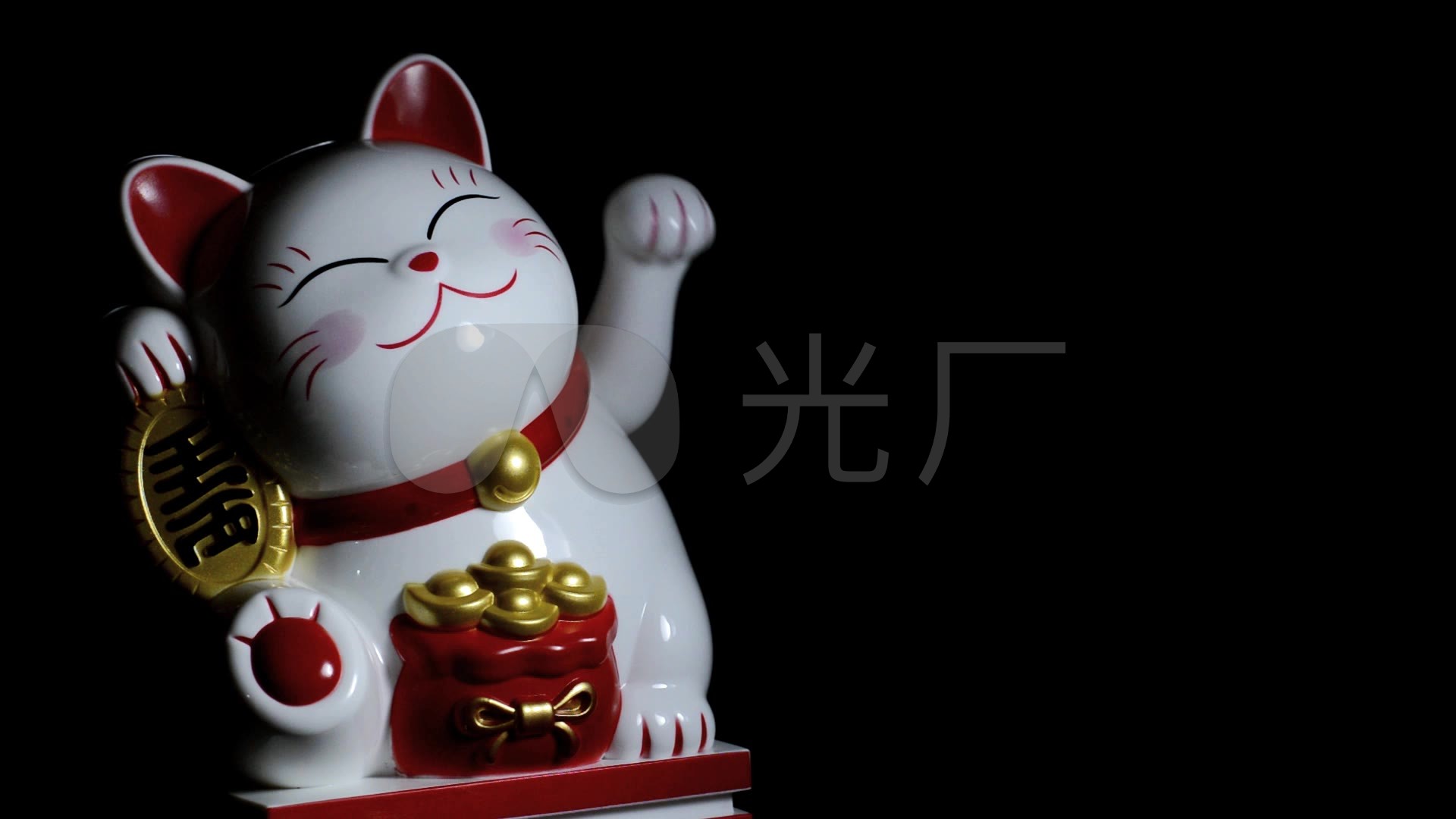 招财猫实拍超清镜头特写求财祈_1920x1080_高清视频