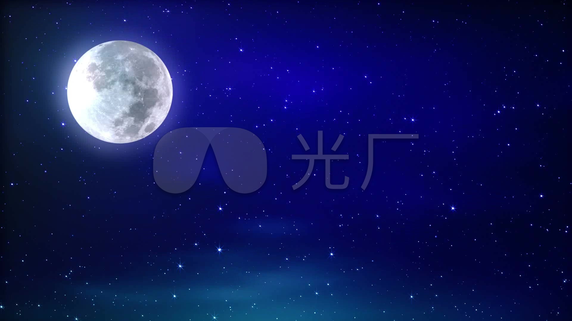 静谧的蓝色梦幻夜空下的一轮明月_1920x1080_高清视频