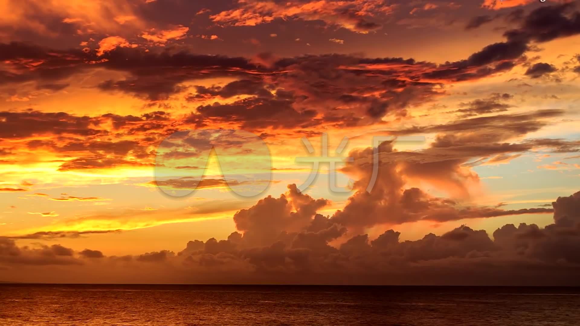海边日落晚霞火烧云_1920x1080_高清视频素材下载(:)