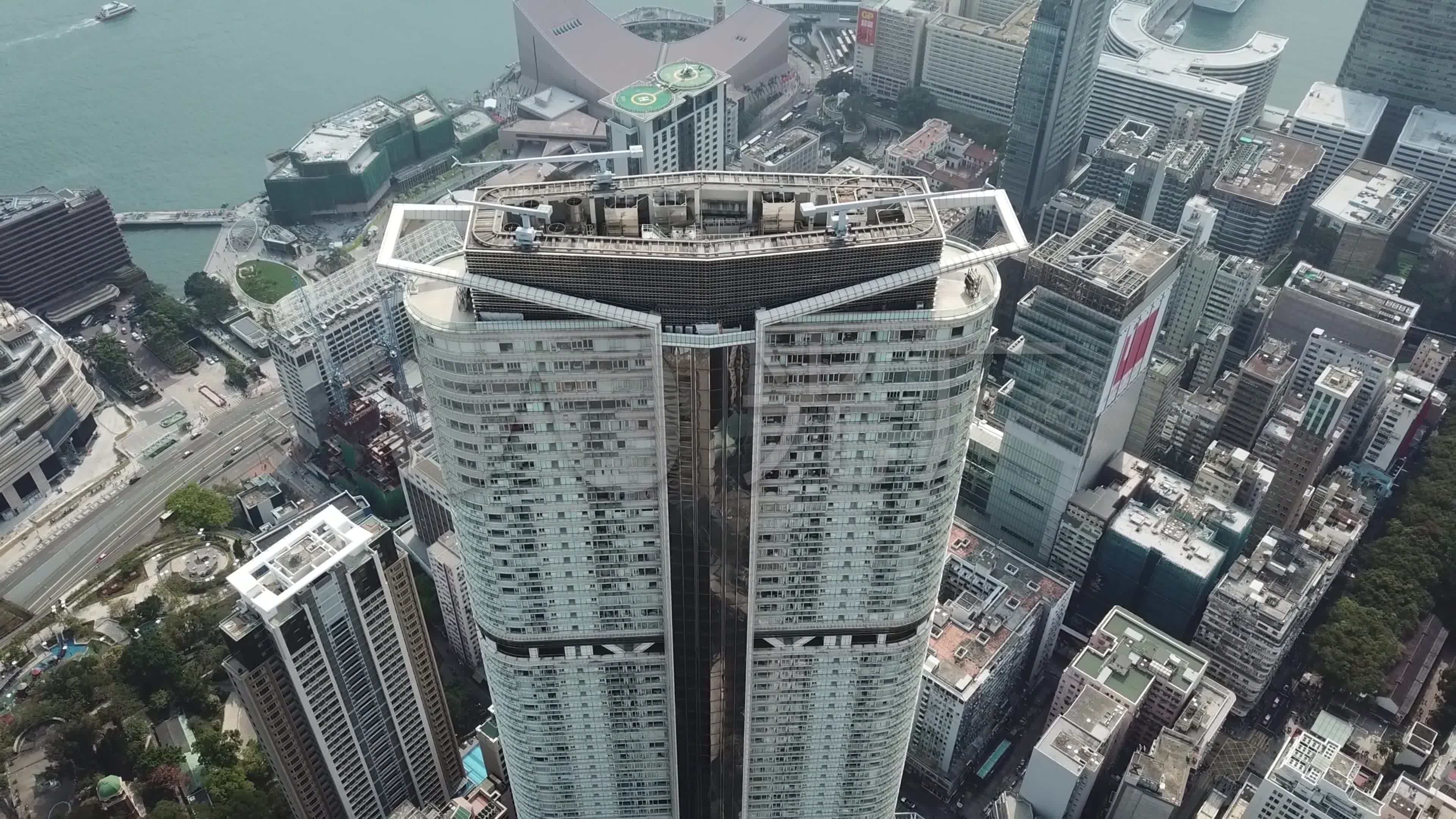 航拍香港尖沙嘴k11购物中心大厦高楼建筑