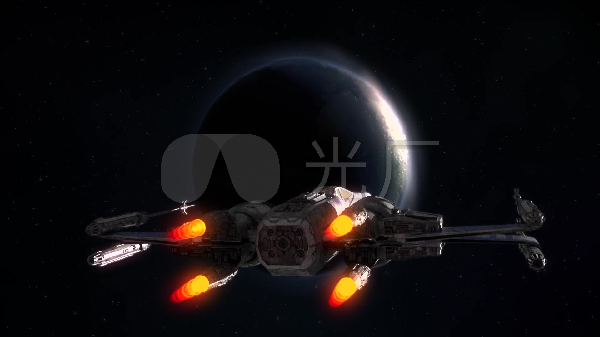 宇宙飞船飞向行星_1920x1080_高清视频素材下载(编号