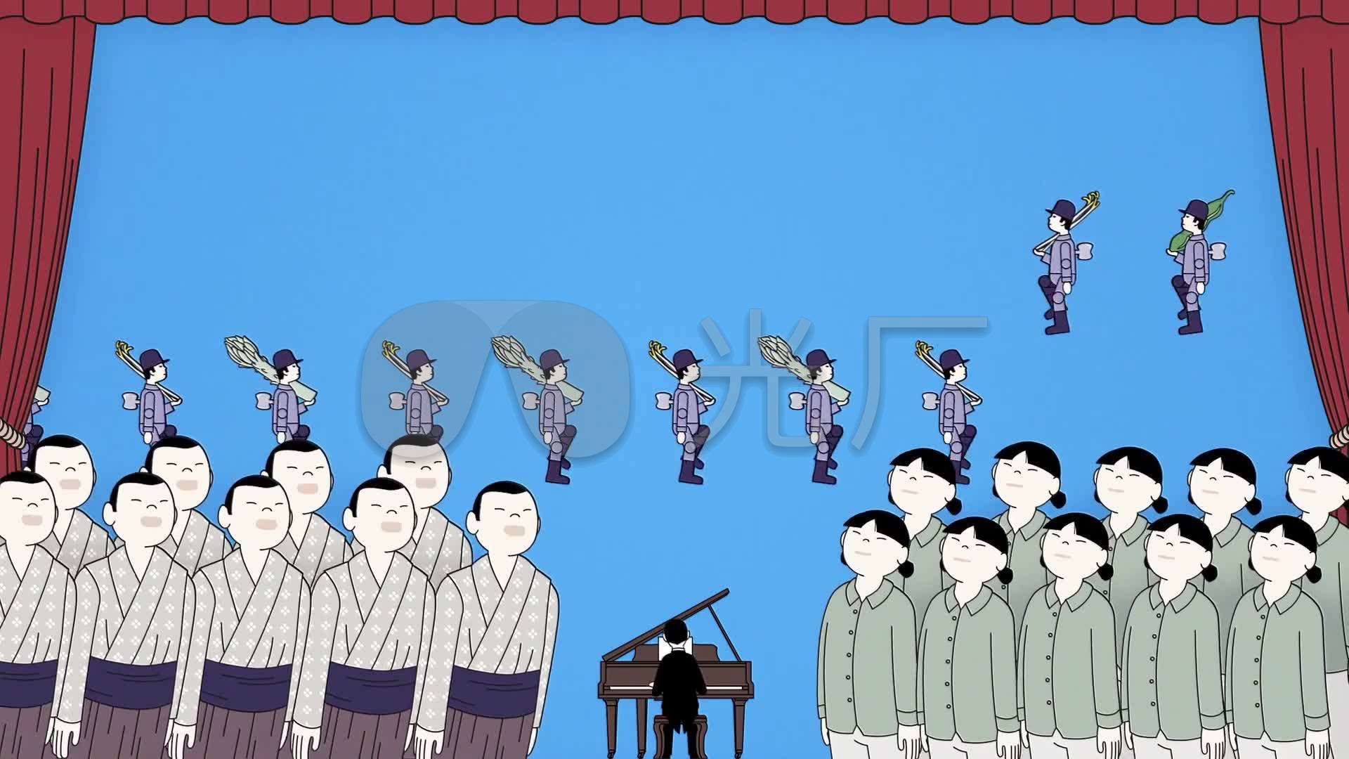 卡通版合唱演唱_1920x1080_高清视频素材下载(编号:2432139)_舞台背景