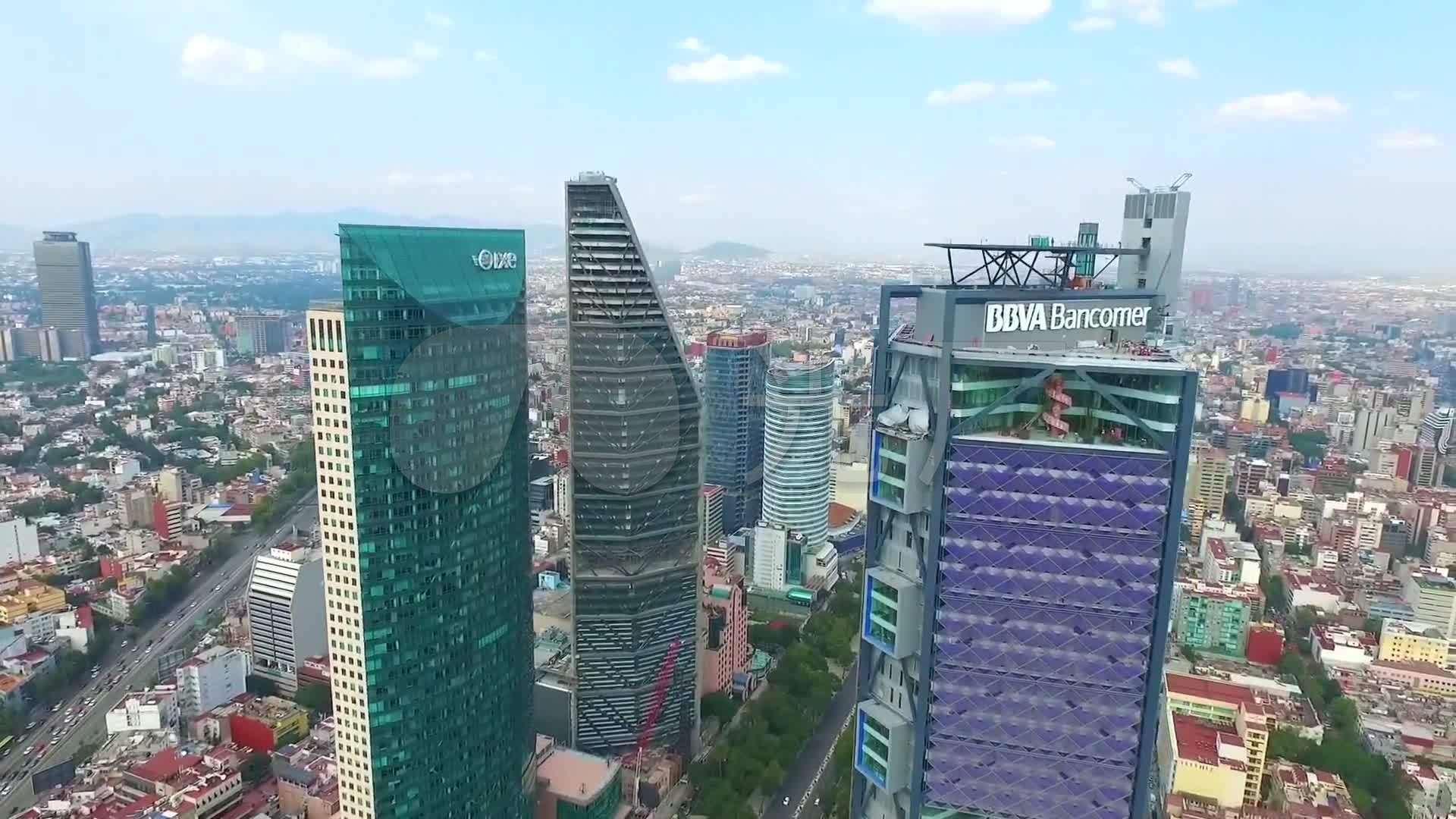 墨西哥城 航拍 城市 景观 建筑 高楼大厦 树林 地标