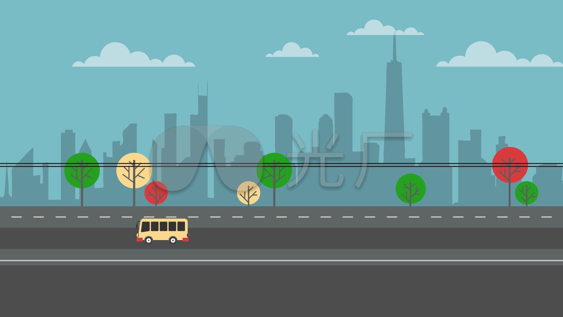 mg二维动画城市道路场景_1920x1080_高清视频素材下载(编号:2437687)