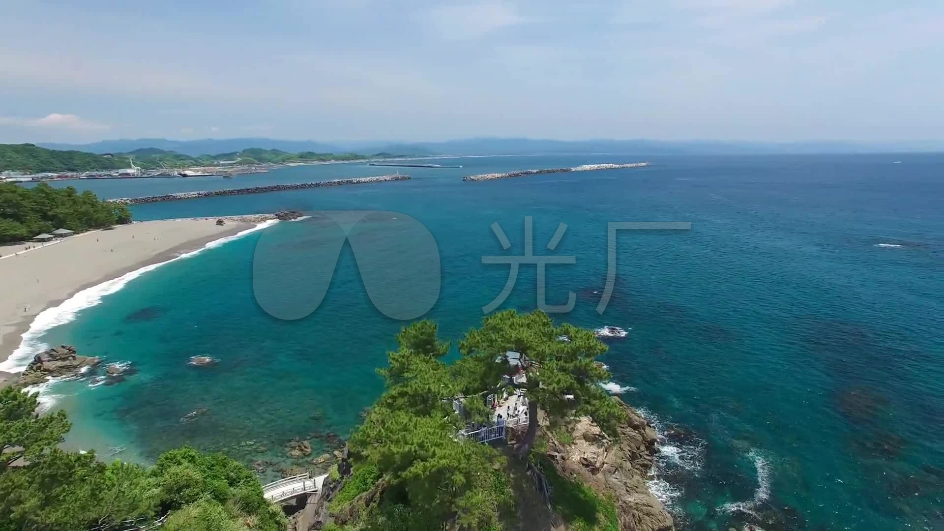 日本 高知市 桂滨 海湾 大海 海岛 沙滩 海面 航拍