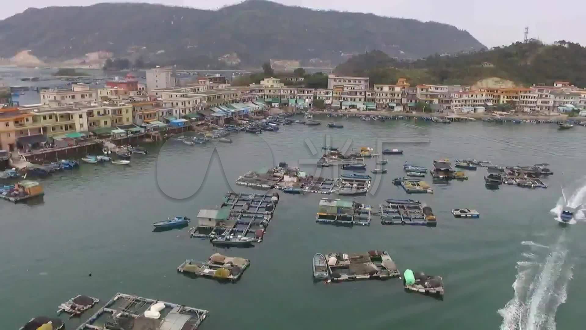 航拍 深圳 小桂风光 海湾 游船 渔村 房屋