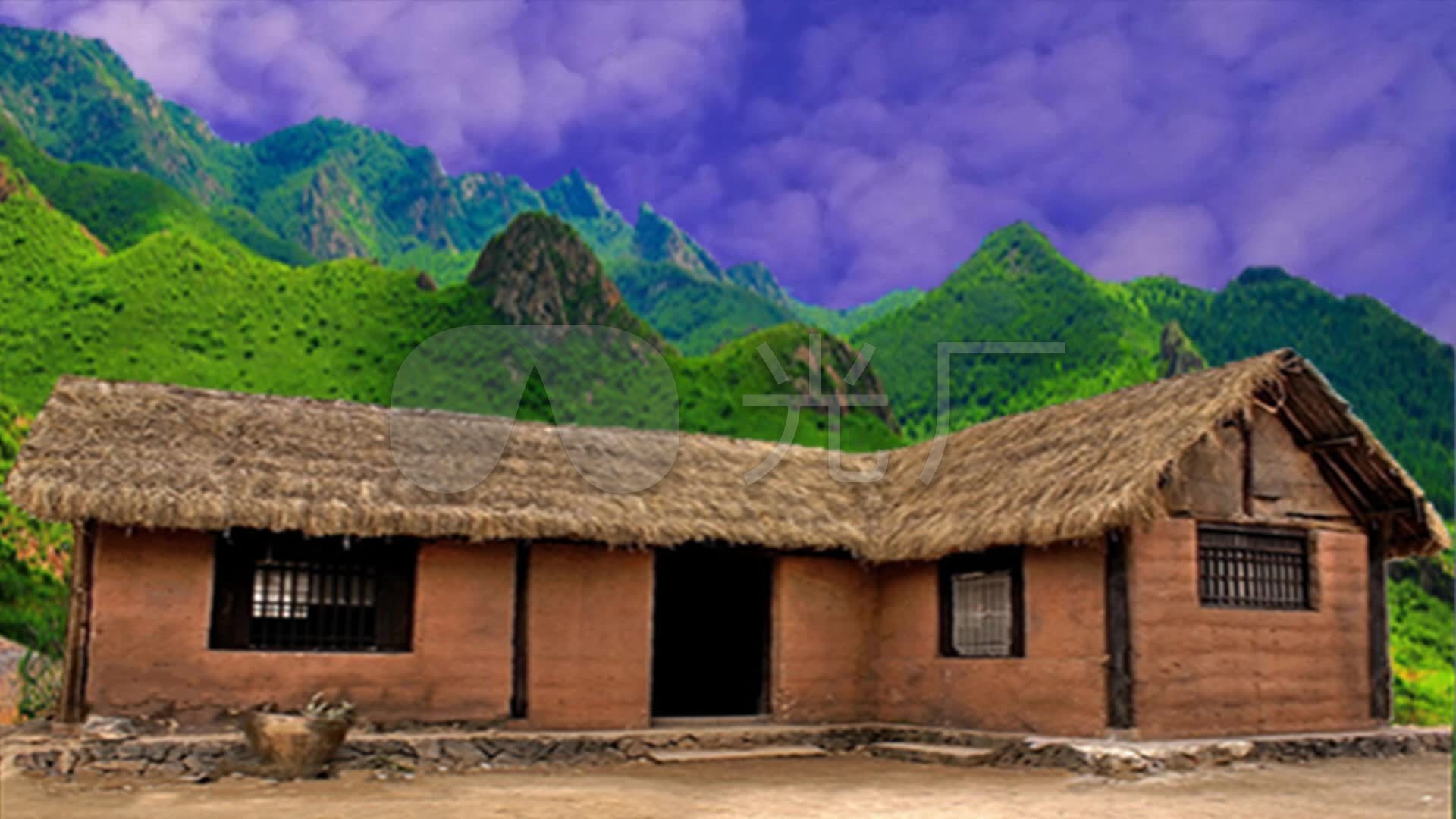 茅屋草屋茅草屋破房子白天_1920x1080_高清视频素材