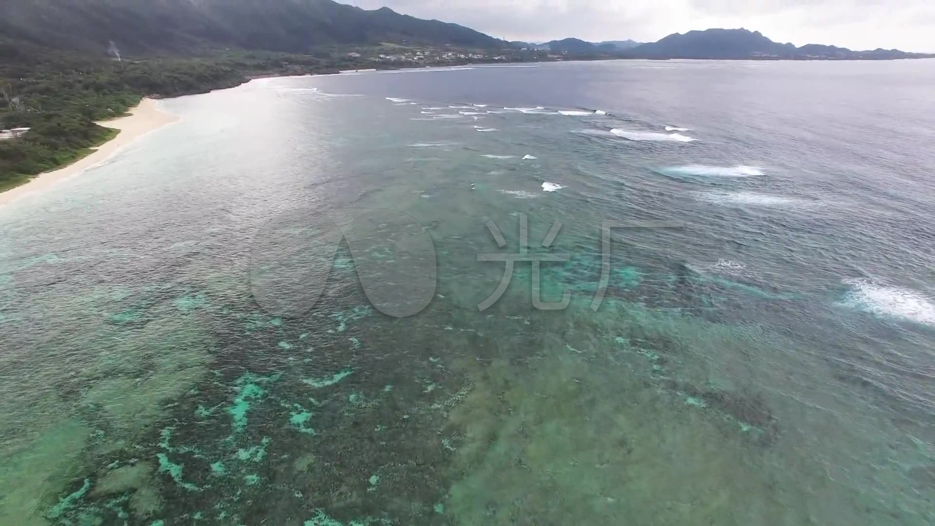 日本 石垣岛 米原海岸 航拍 海湾 海面 大海