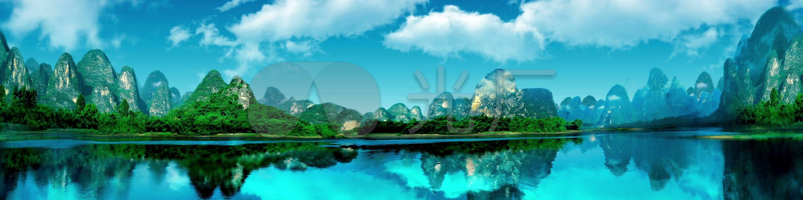 桂林山水风景舞台背景_3200x800_高清视频素材下载(:)