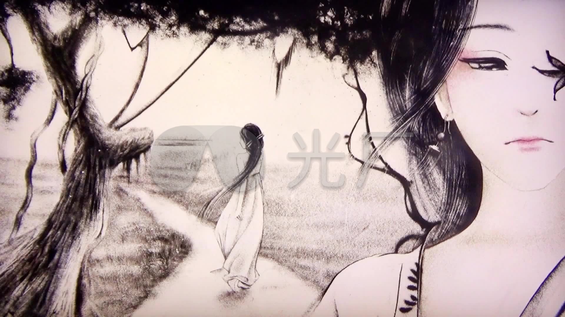 1920x1080高清壁纸古风,剑三高清壁纸1920x1080 唯美沙画中国风古风舞台背景_1920x1080_高清视频素材