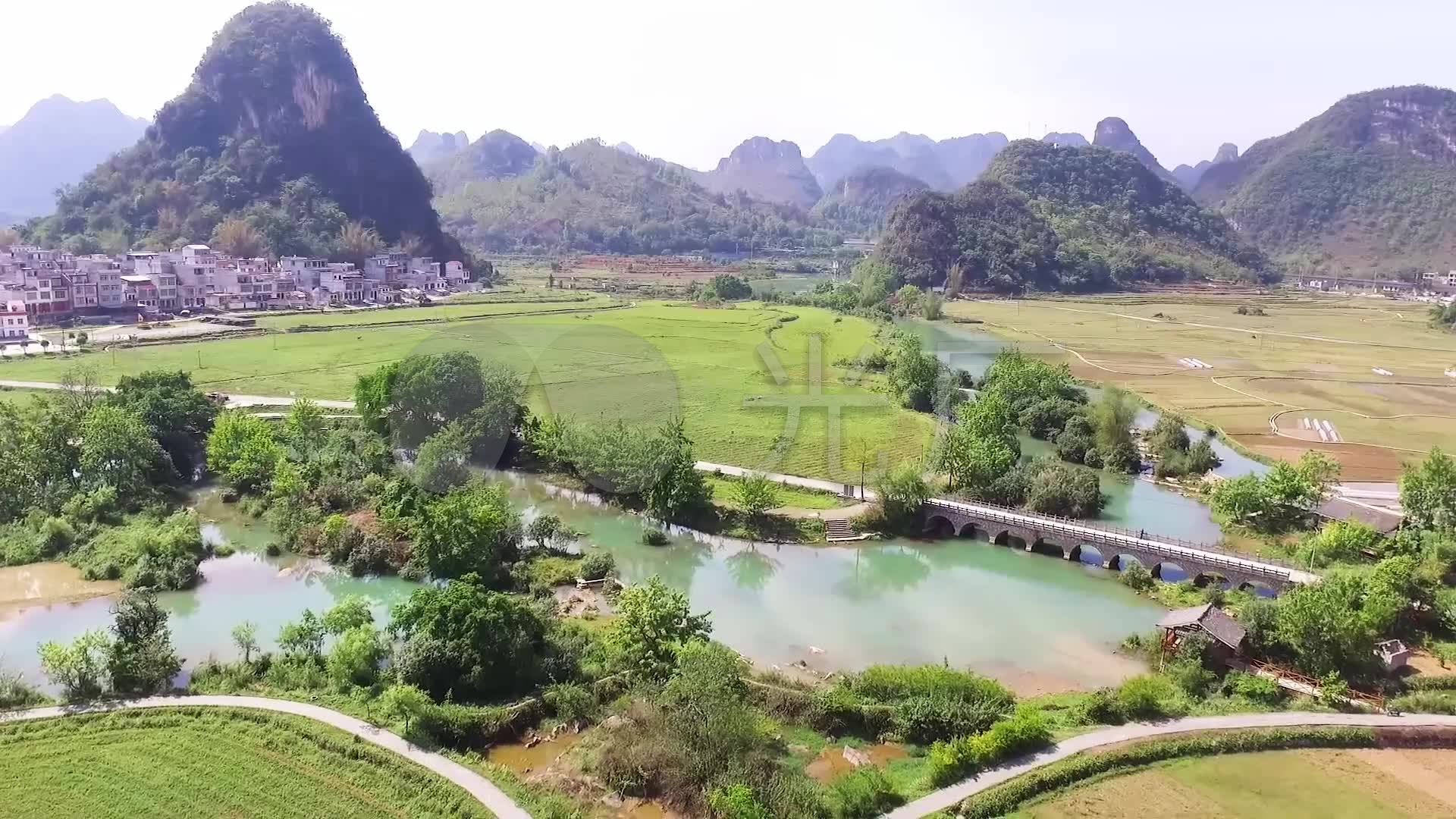 广西德保曼贝侬小西湖格桑花航拍视频素材_1920x1080_高清视频素材