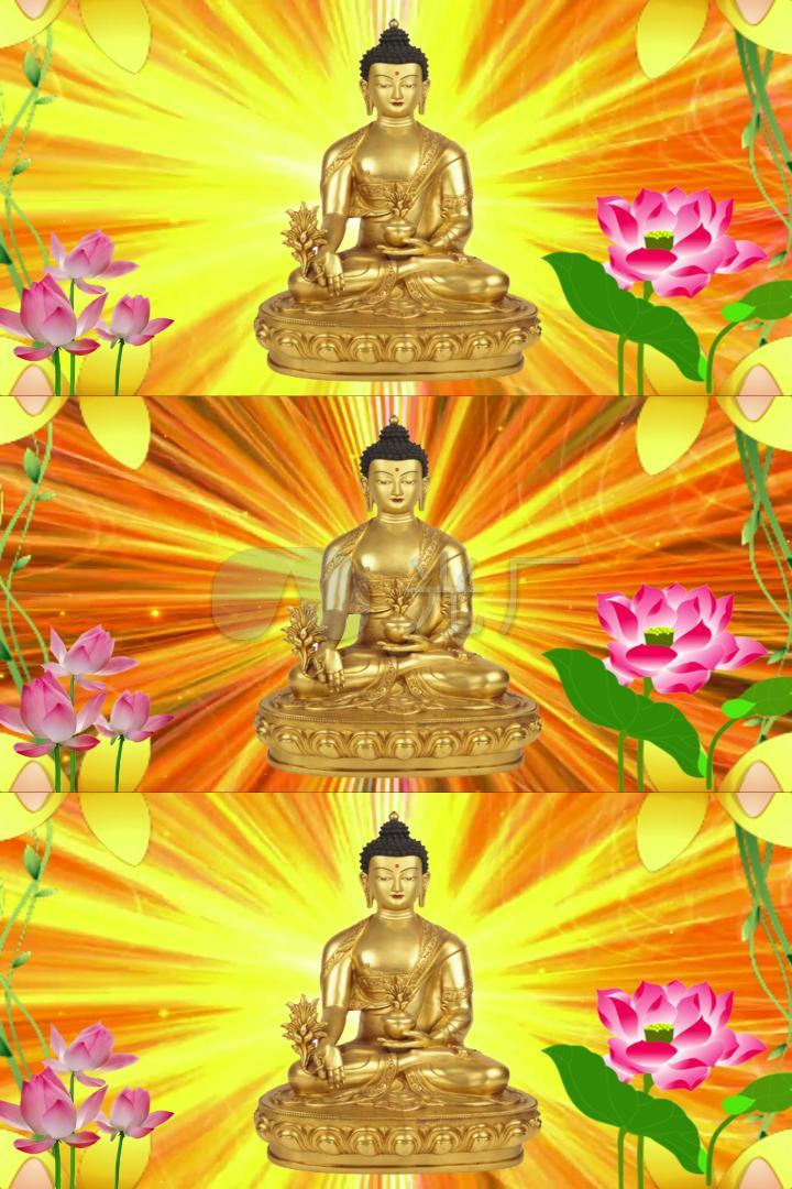 佛光普照禅修金佛像佛祖神像雕像佛像雕塑宗教音乐宗教信仰动态背景