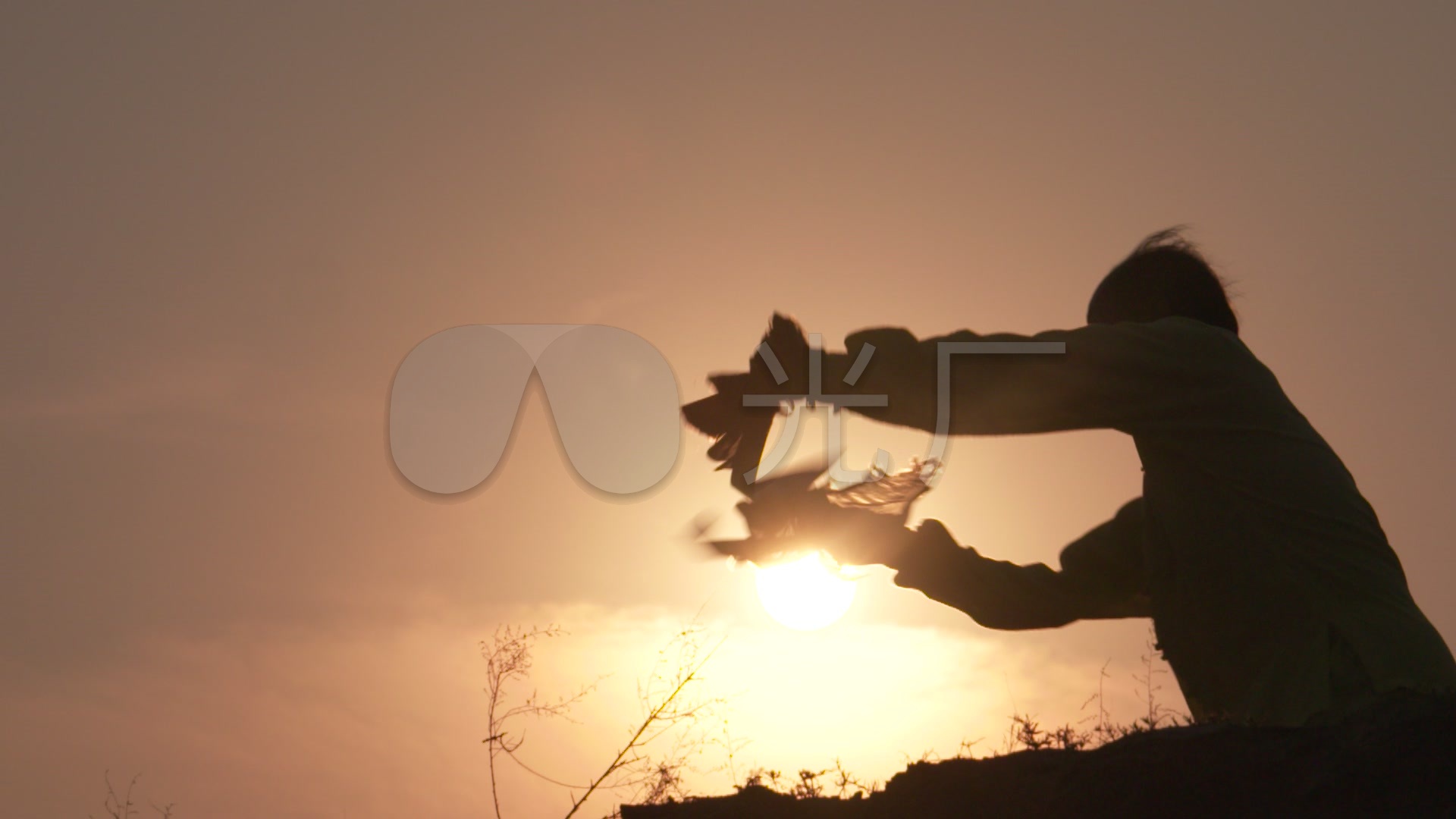 练武人士唯美夕阳剪影高清