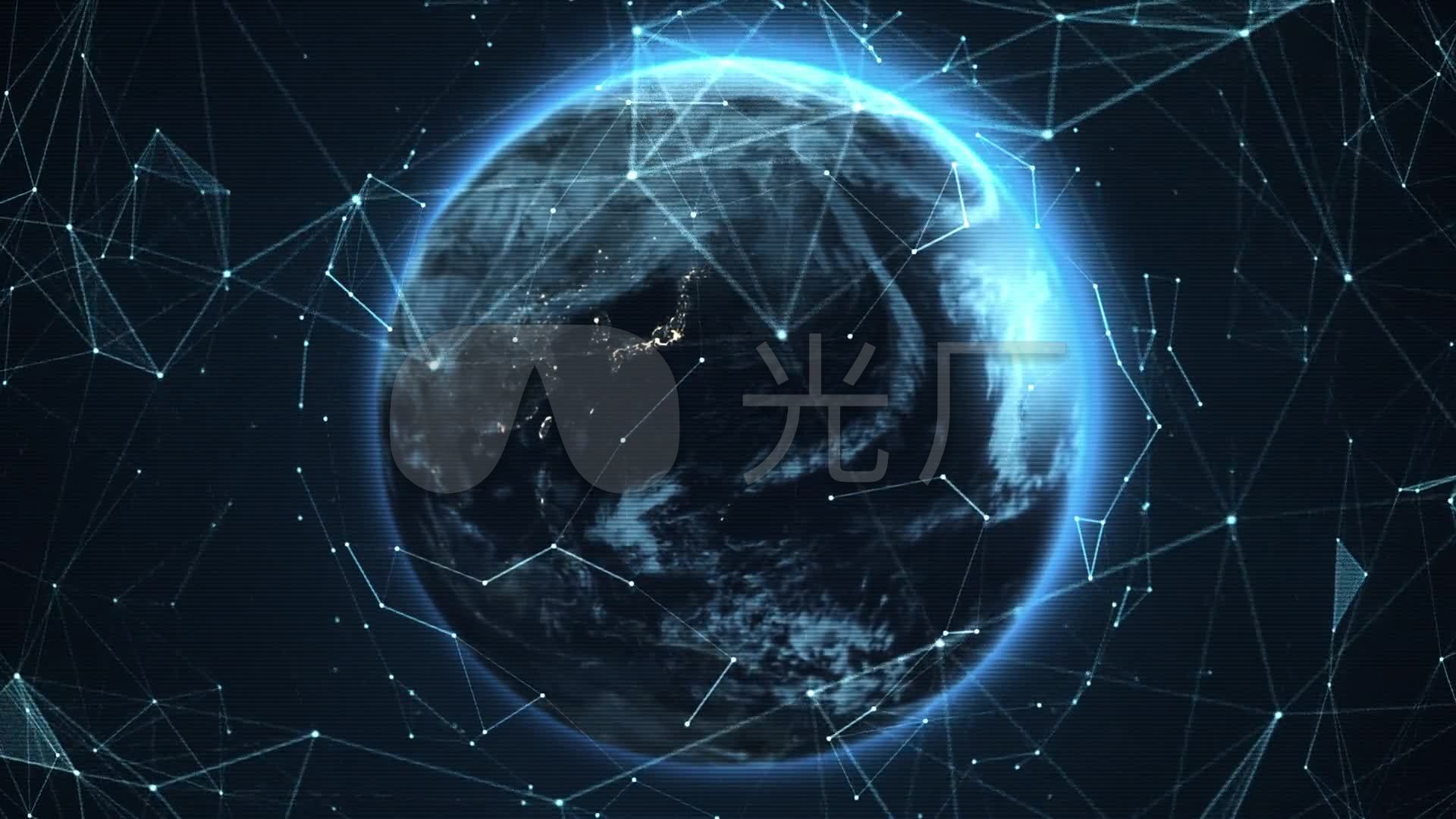 未来科技地球旋转线条环绕