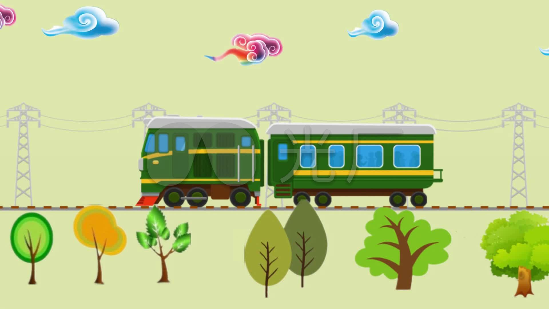 卡通绿皮小火车动画_1920X1080_高清视频素