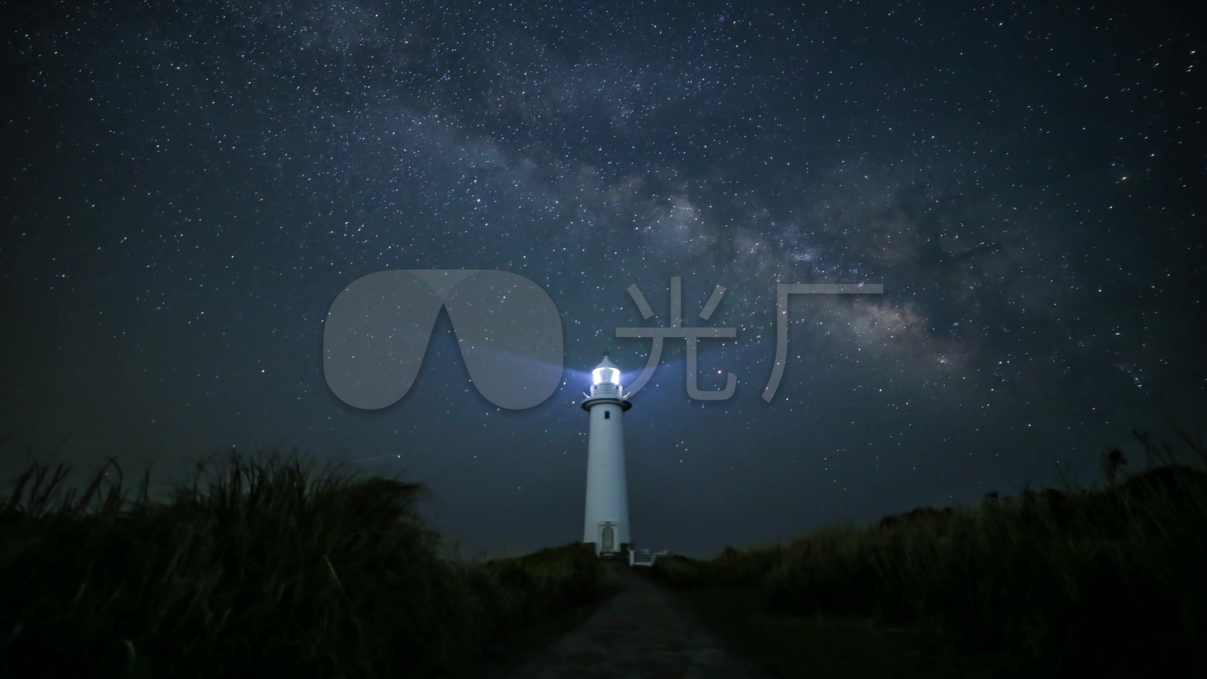 4k唯美灯塔星空延时摄影