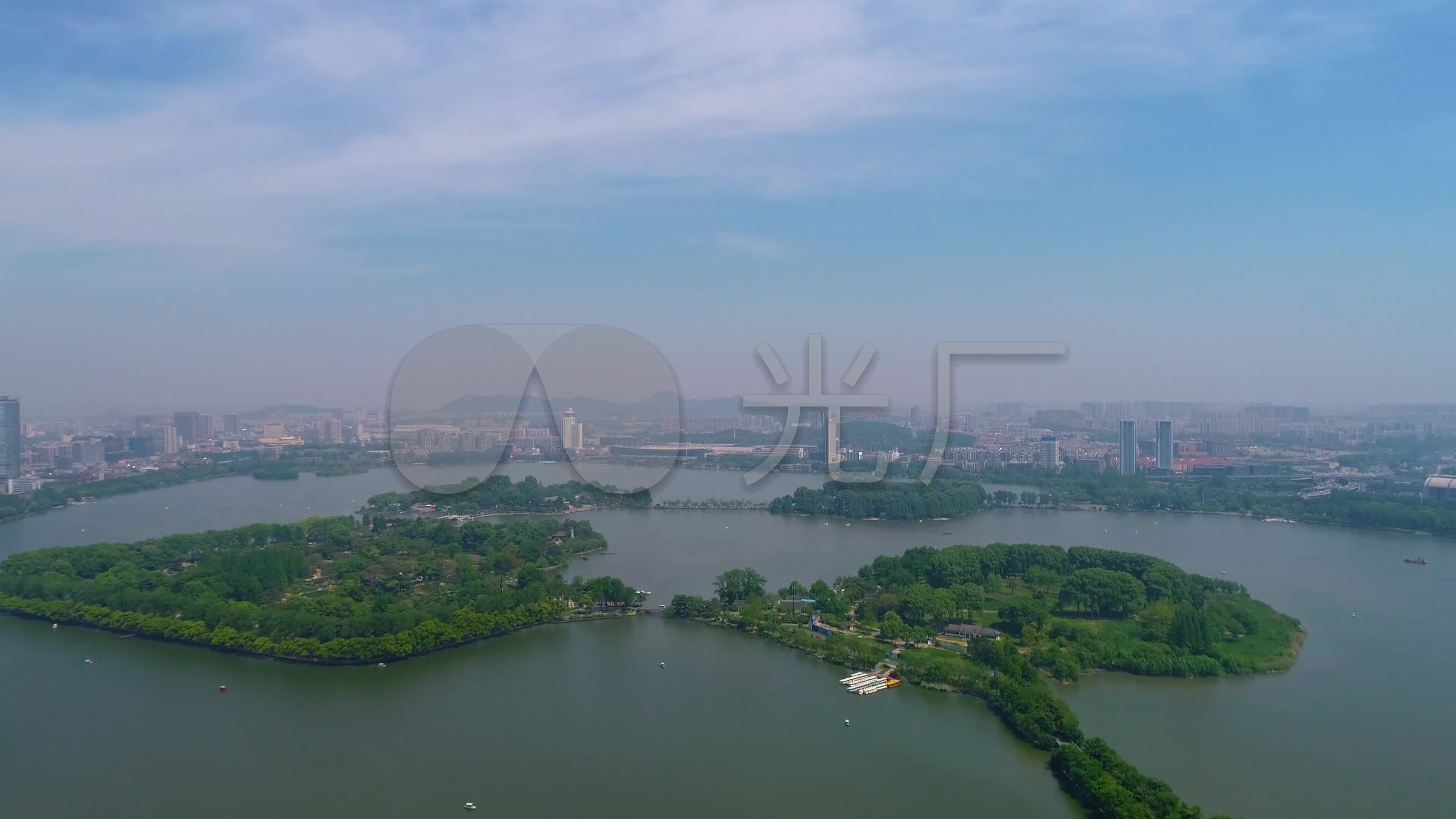 鸟瞰玄武湖公园_3840x2160_高清视频素材下载(编号:)