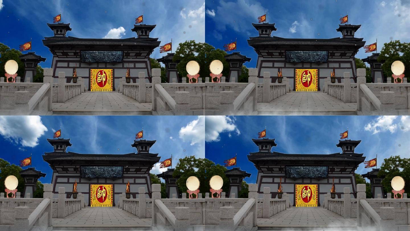 挂帅出征校场点将台帅旗点帅堂练武场旌旗飘扬领打战古代征战练
