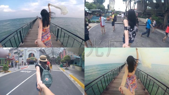 牵手奔跑的情侣