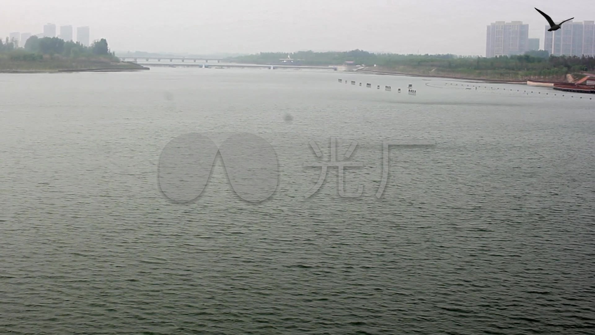 俯拍大河及岸边优美视频