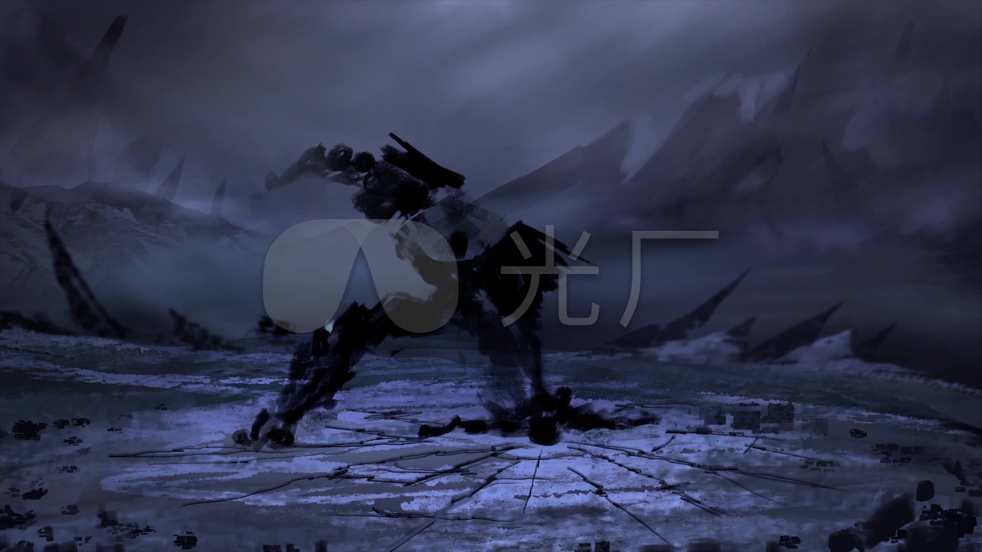 动画高达机甲机器人空中激烈战斗格斗打斗