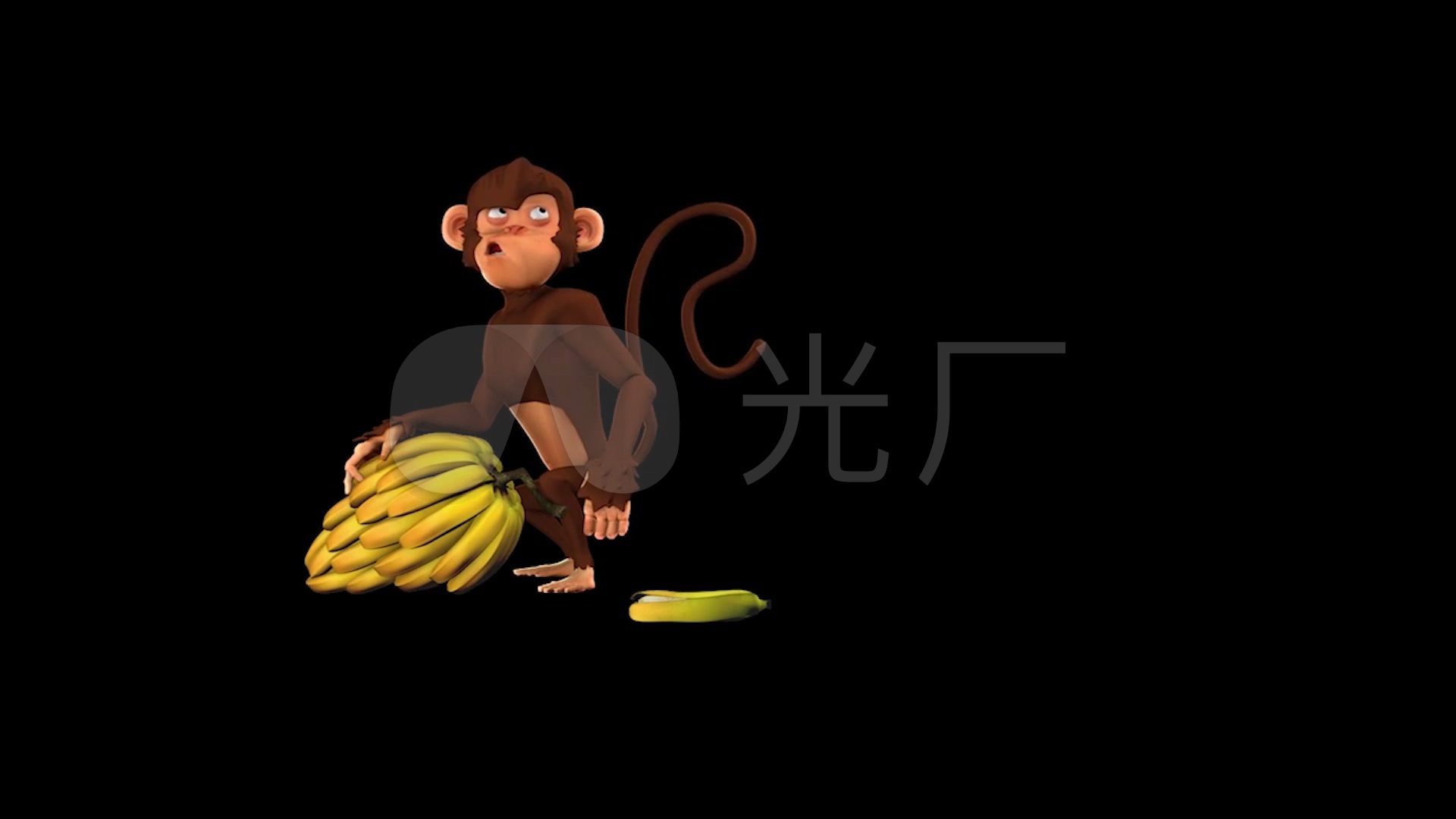 3d卡通动漫猴子吃香蕉
