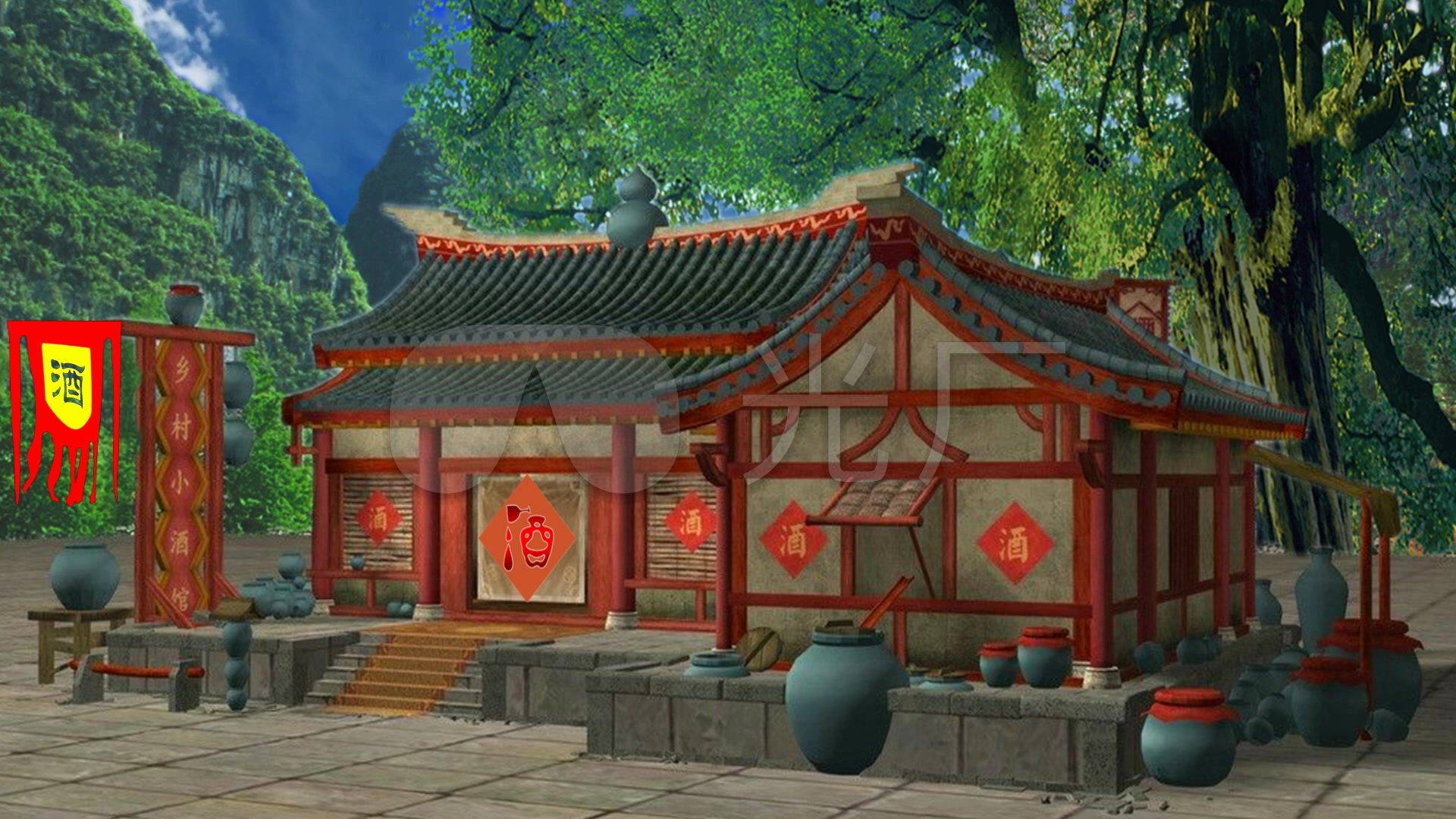 古代酒馆酒铺客栈驿站茶馆_1920x1080_高清视频素材