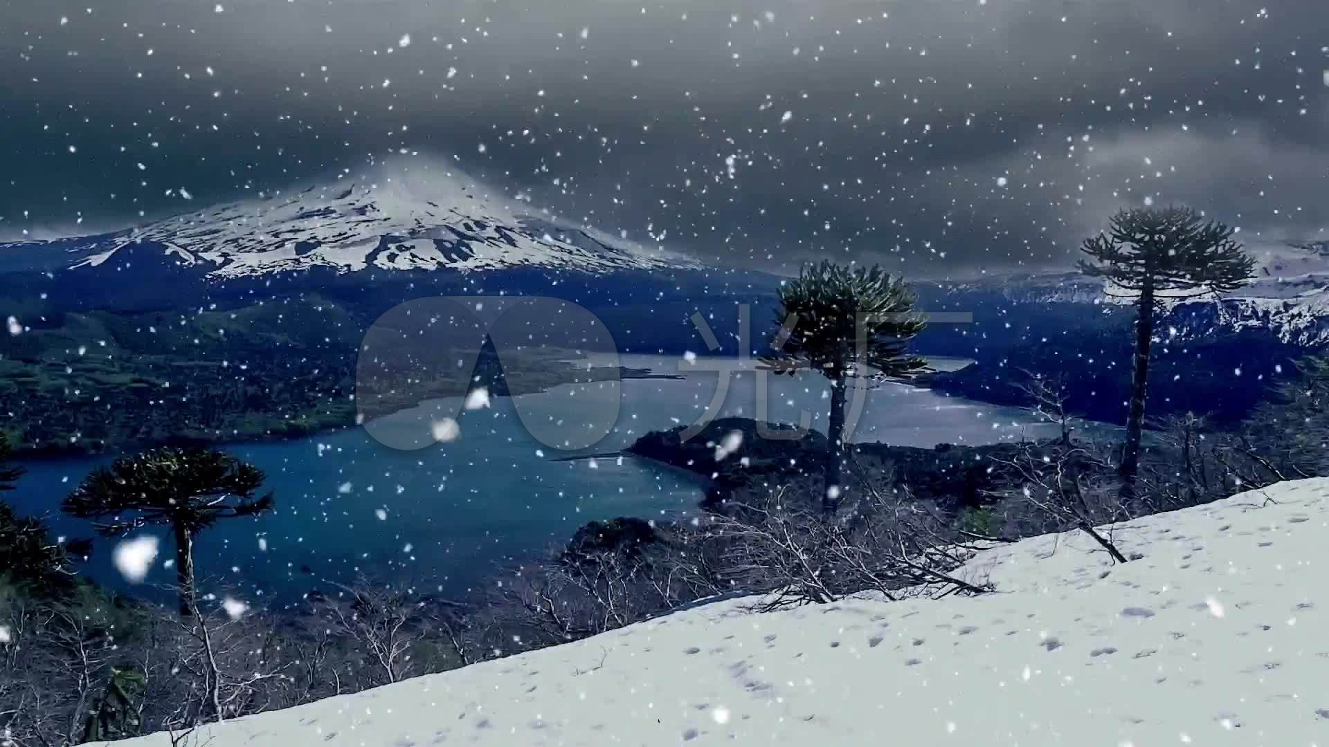 美丽雪景下雪led视频背景