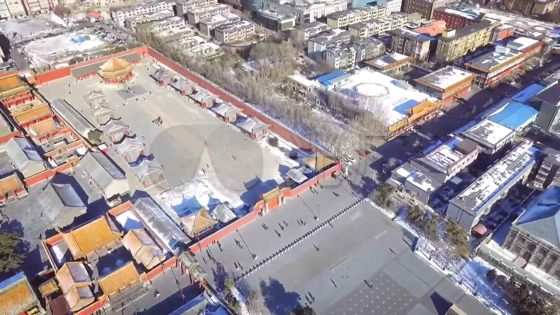 辽宁沈阳盛京皇城航拍建筑城市景观房屋_1920x1080