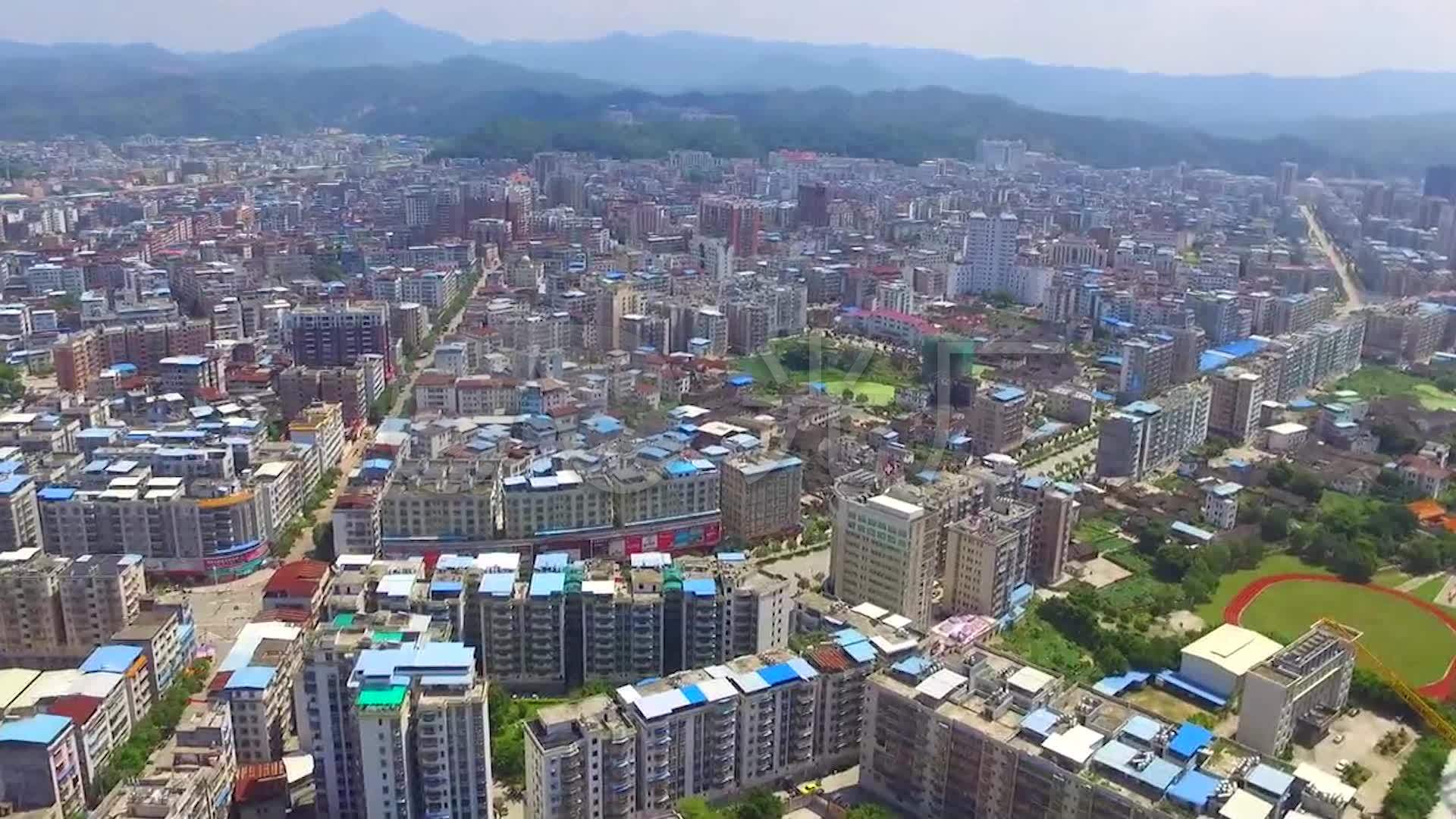 航拍中国广东梅州市大埔县县城城全景