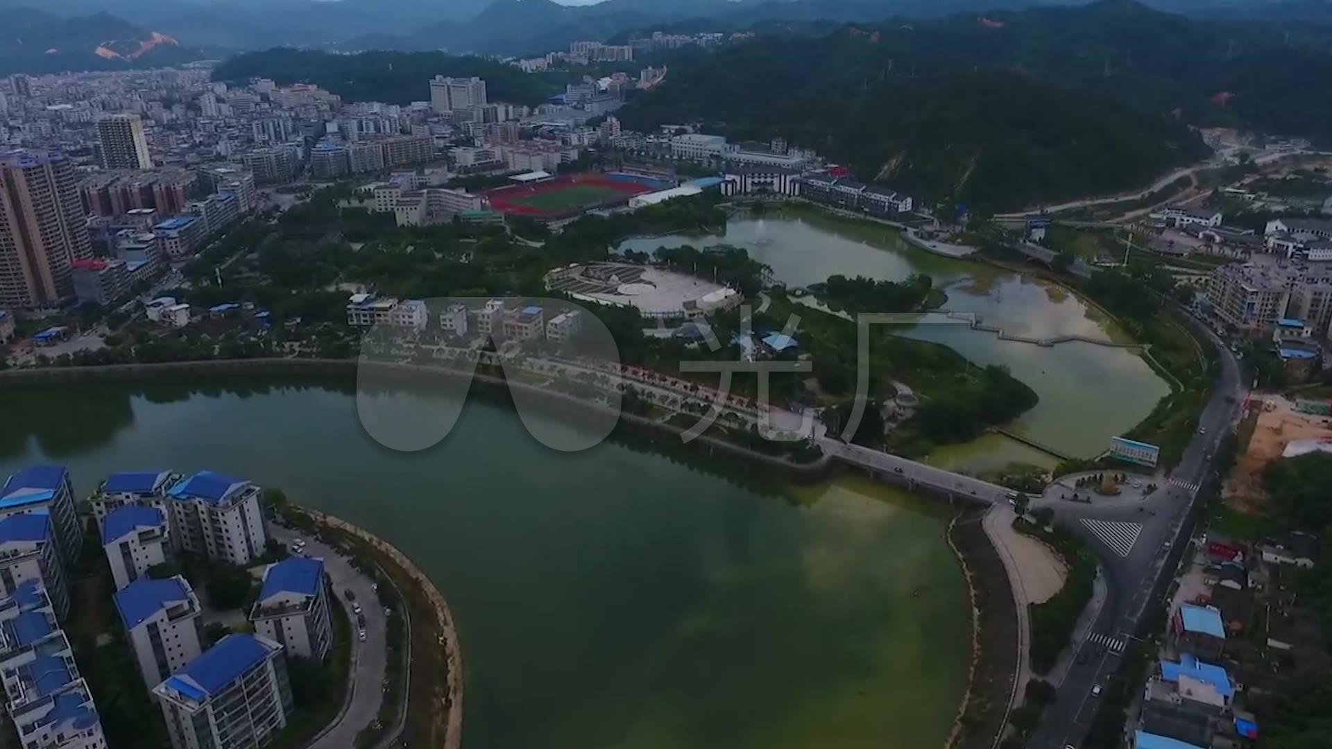 航拍中国广东梅州市大埔县县城城全景
