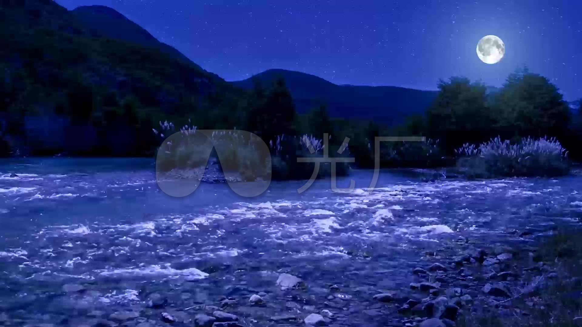 夜晚唯美意境山川河流明月_1920x1080_高清视频素材