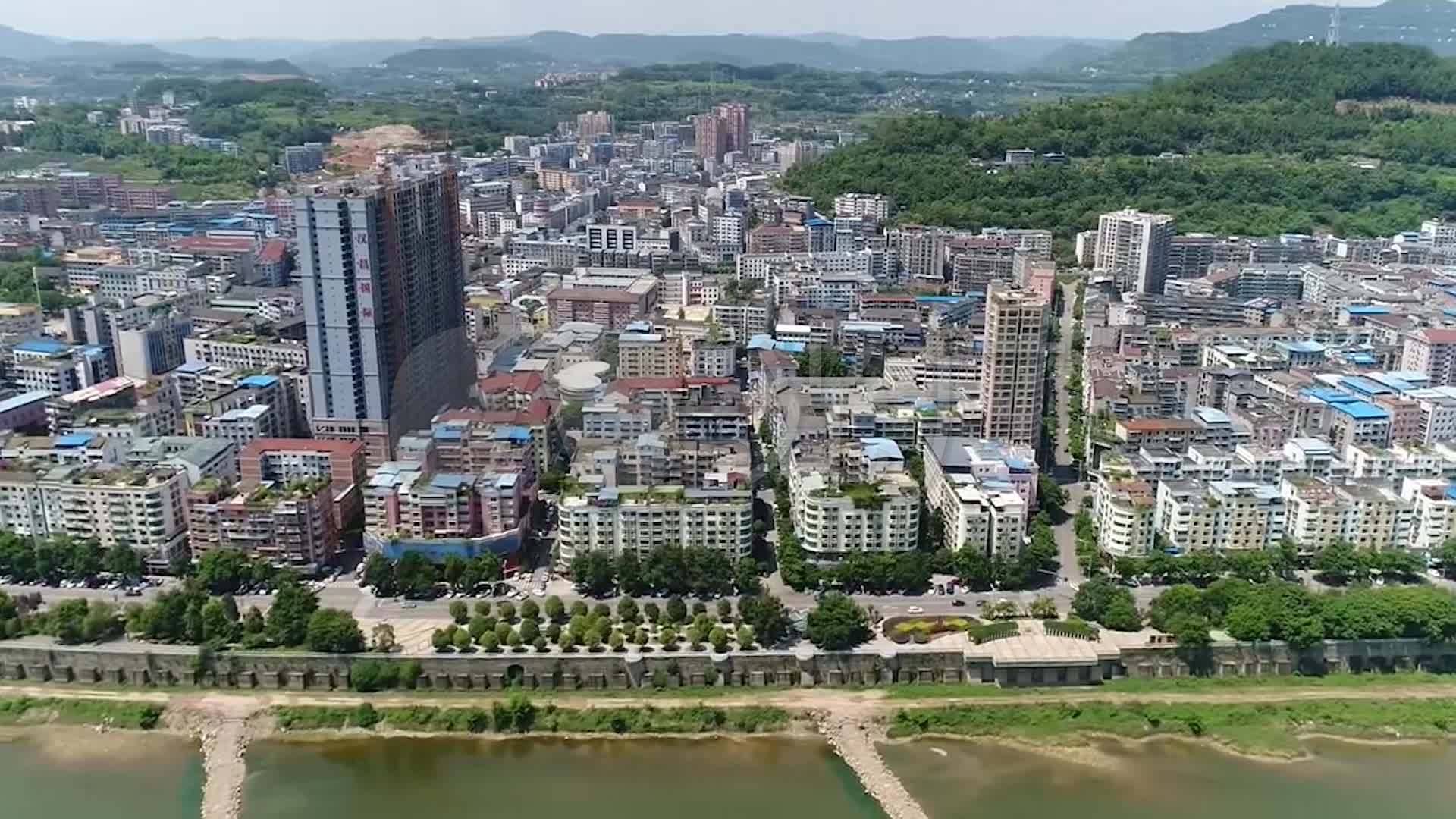 苍溪县城航拍中小县城