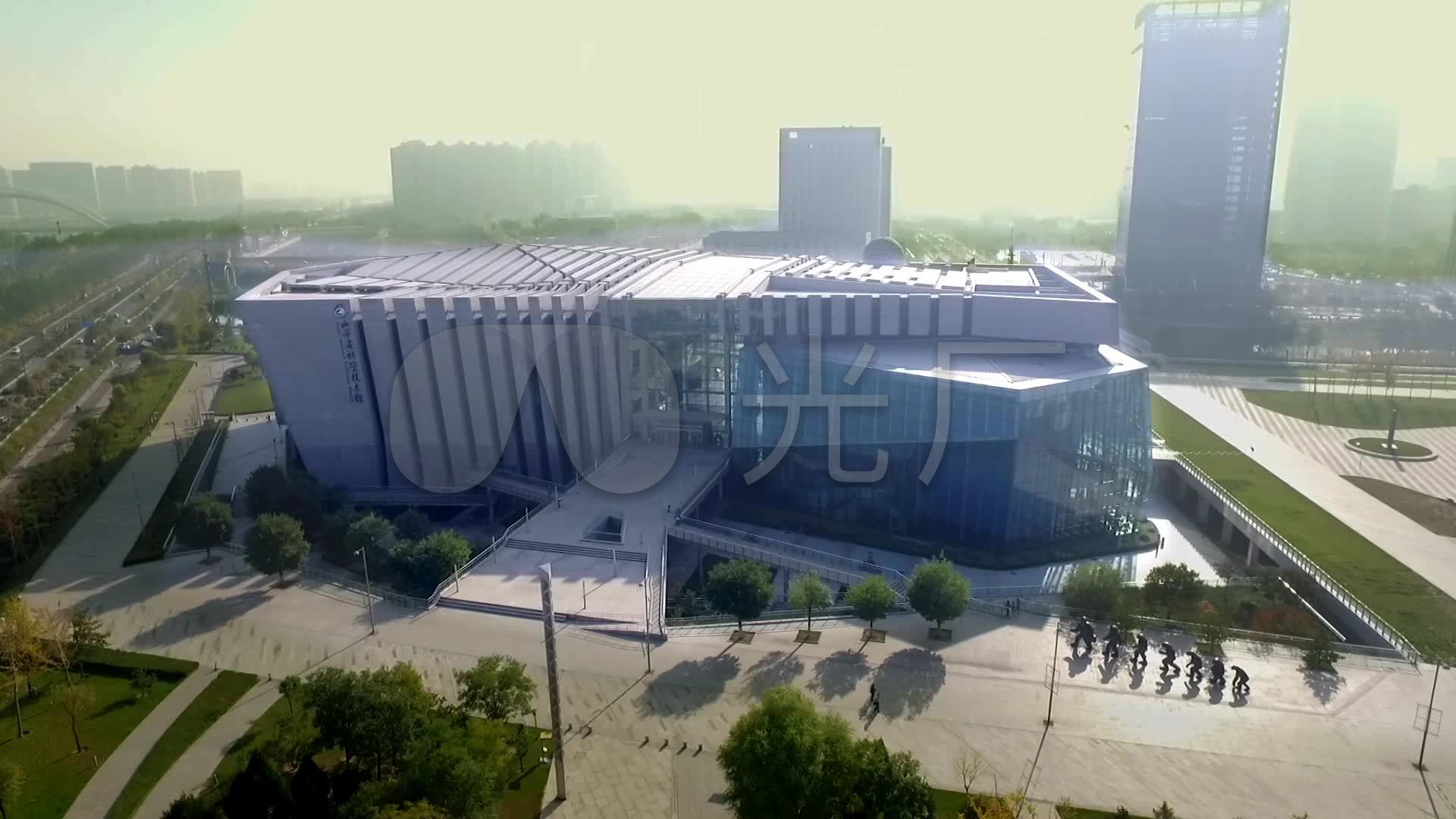 山西省图书馆航拍图书馆大都市现代化_1920x1080_高清