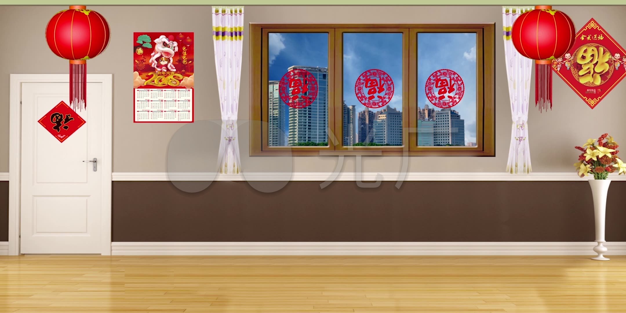 过年气氛小品客厅_2160x1080_高清视频素材下载(编号