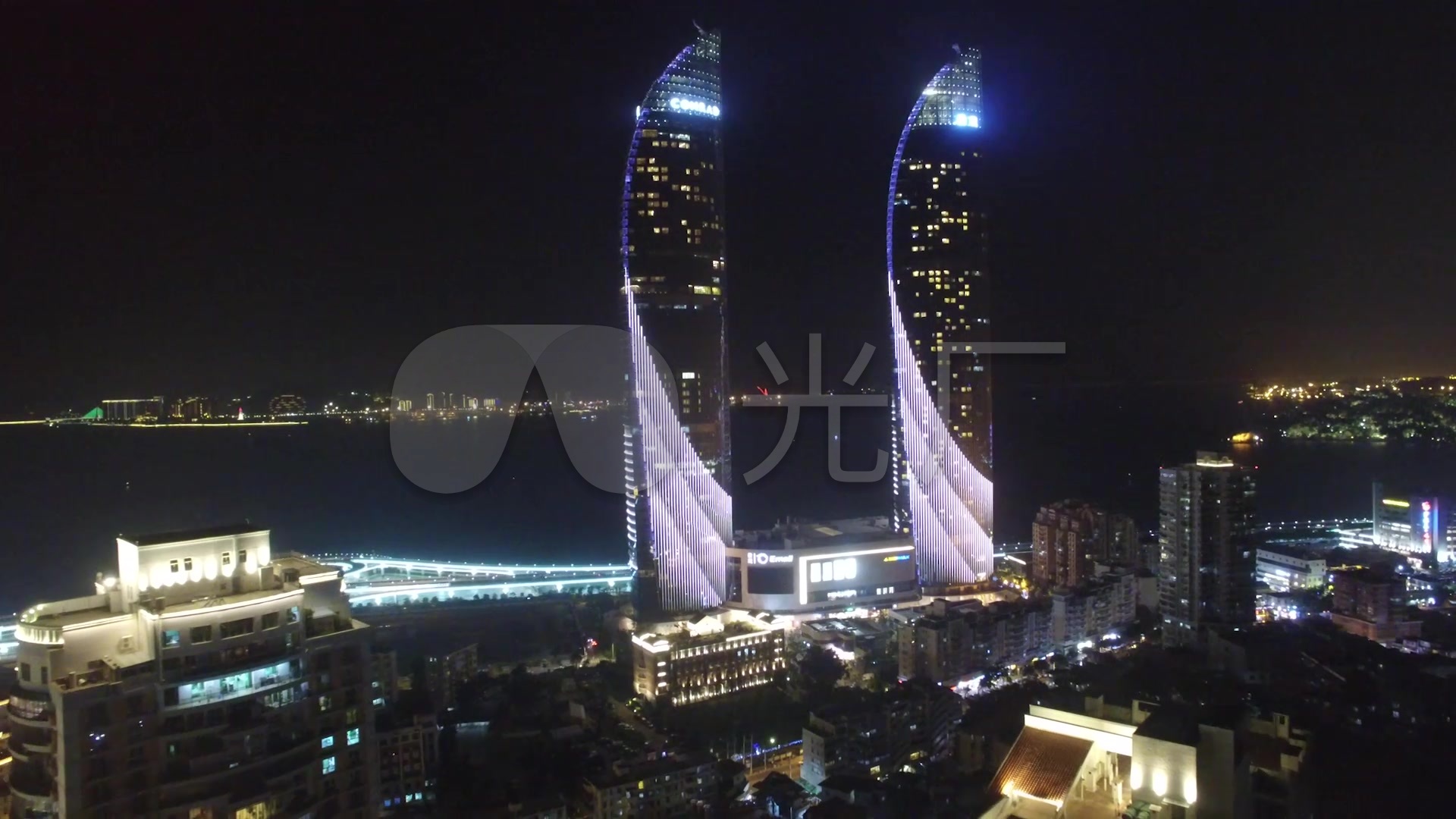 厦门夜景世茂双子塔演武大桥_01080_高清素材