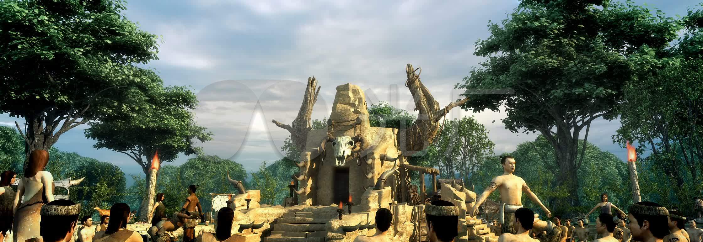 古代原始人祭祀黄雀_2240X772_高清素材视频视频图腾捕捉图片
