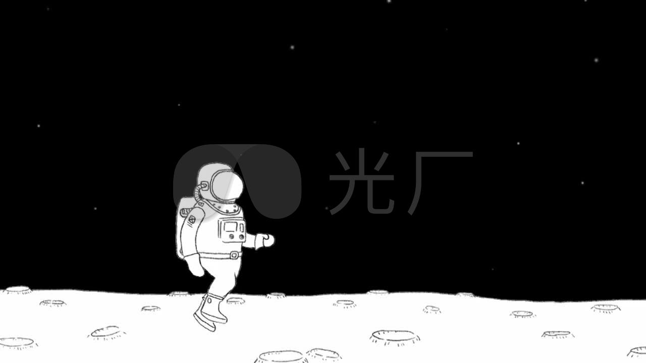 宇航员黑白动画_1280x720_高清视频素材下载(编号:)