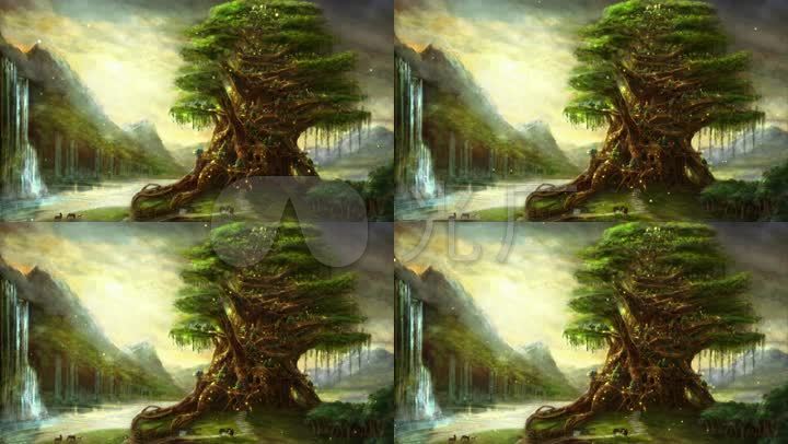 梦幻风景森式婚礼背景卡通动画六一