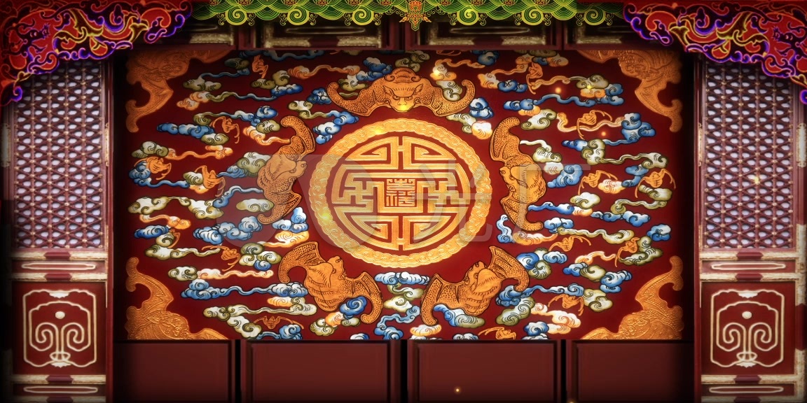 古戏台 京剧戏台 无缝循环 粒子 唯美