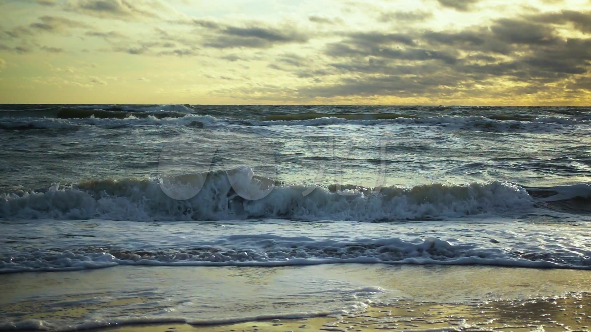 海浪海滩涨潮退潮沙滩海岸海洋_1920x1080_高清视频