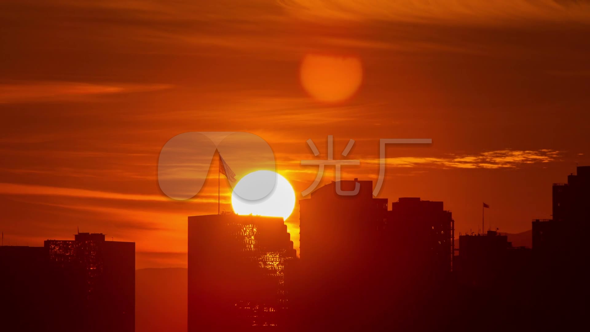 城市日出朝阳太阳红太阳金色太阳_1920x1080_高清视频