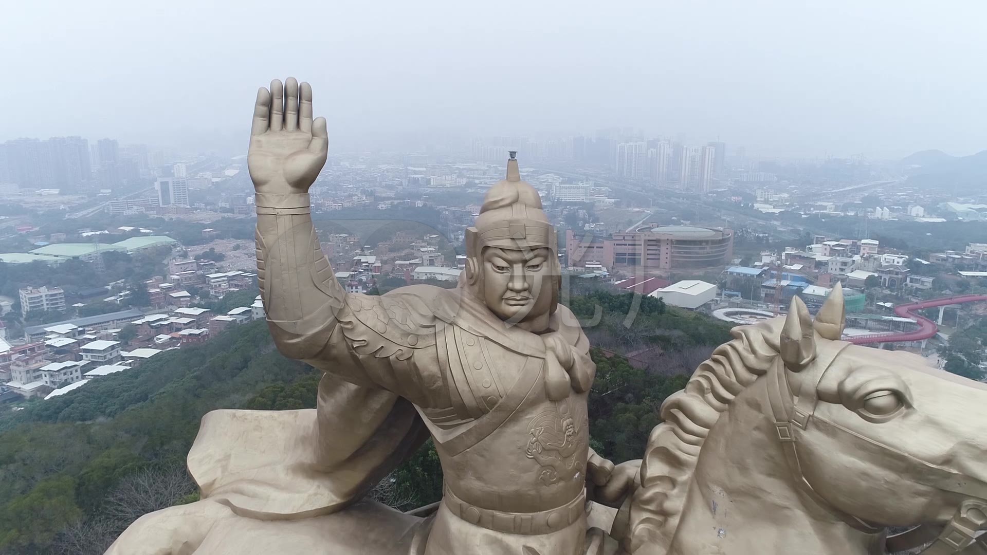 泉州,郑成功雕像航拍_1920x1080_高清视频素材下载(:)