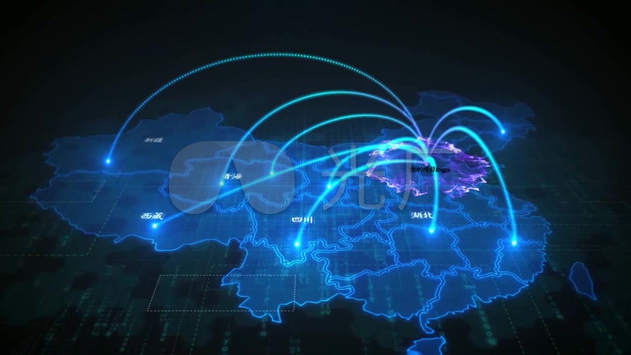 震撼科技感中国省份区位地图