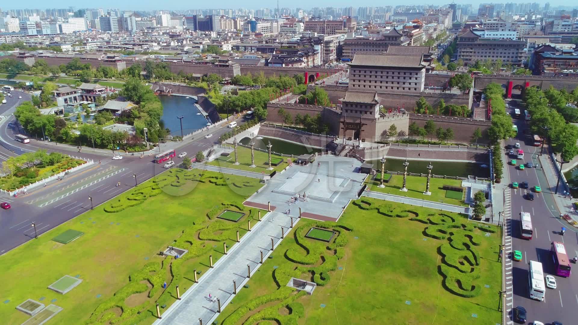 西安南门永宁门城墙城市景观航拍