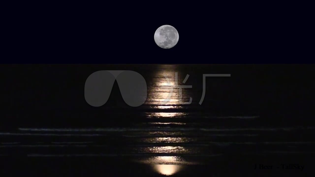 黑夜月亮下的海视频素材背景素材