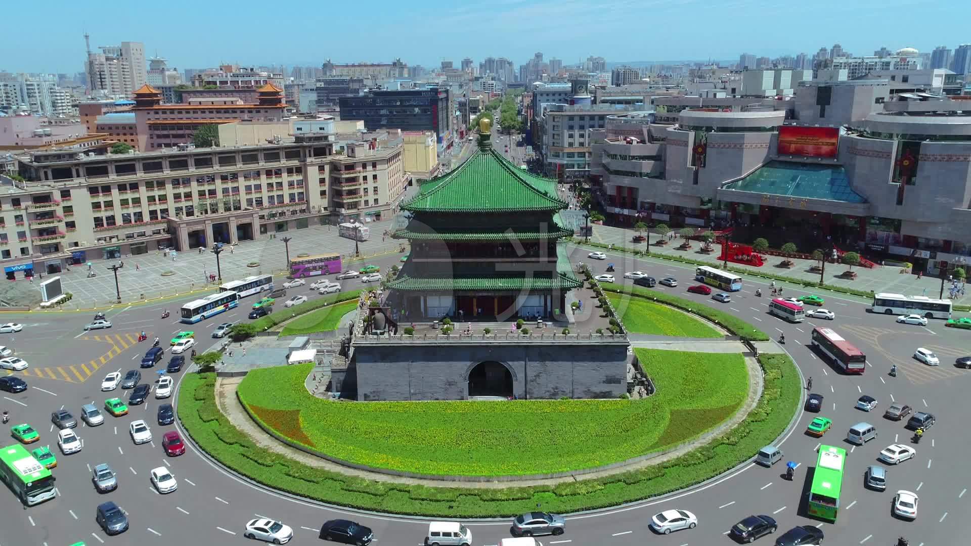 2019最新西安钟楼航拍_1920x1080_高清视频素材下载