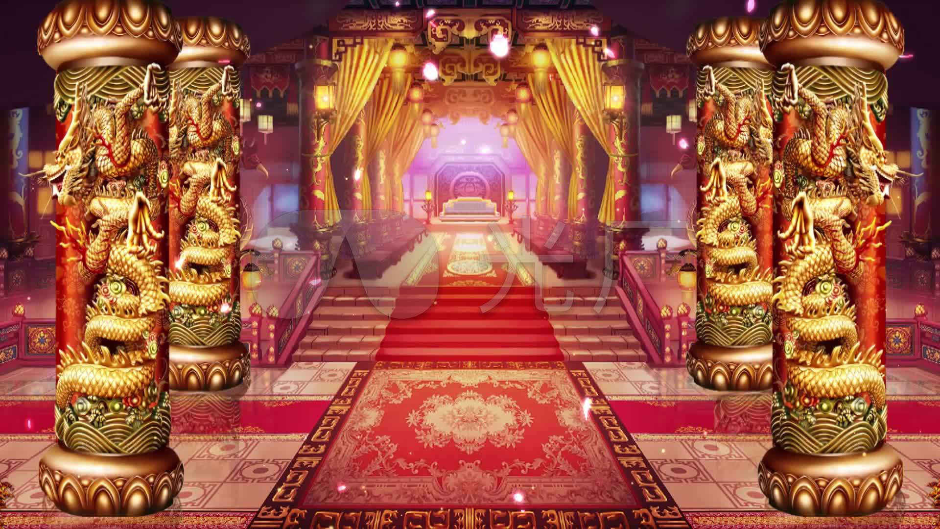 金色皇宫宫殿舞台背景_1920x1080_高清视频素材下载