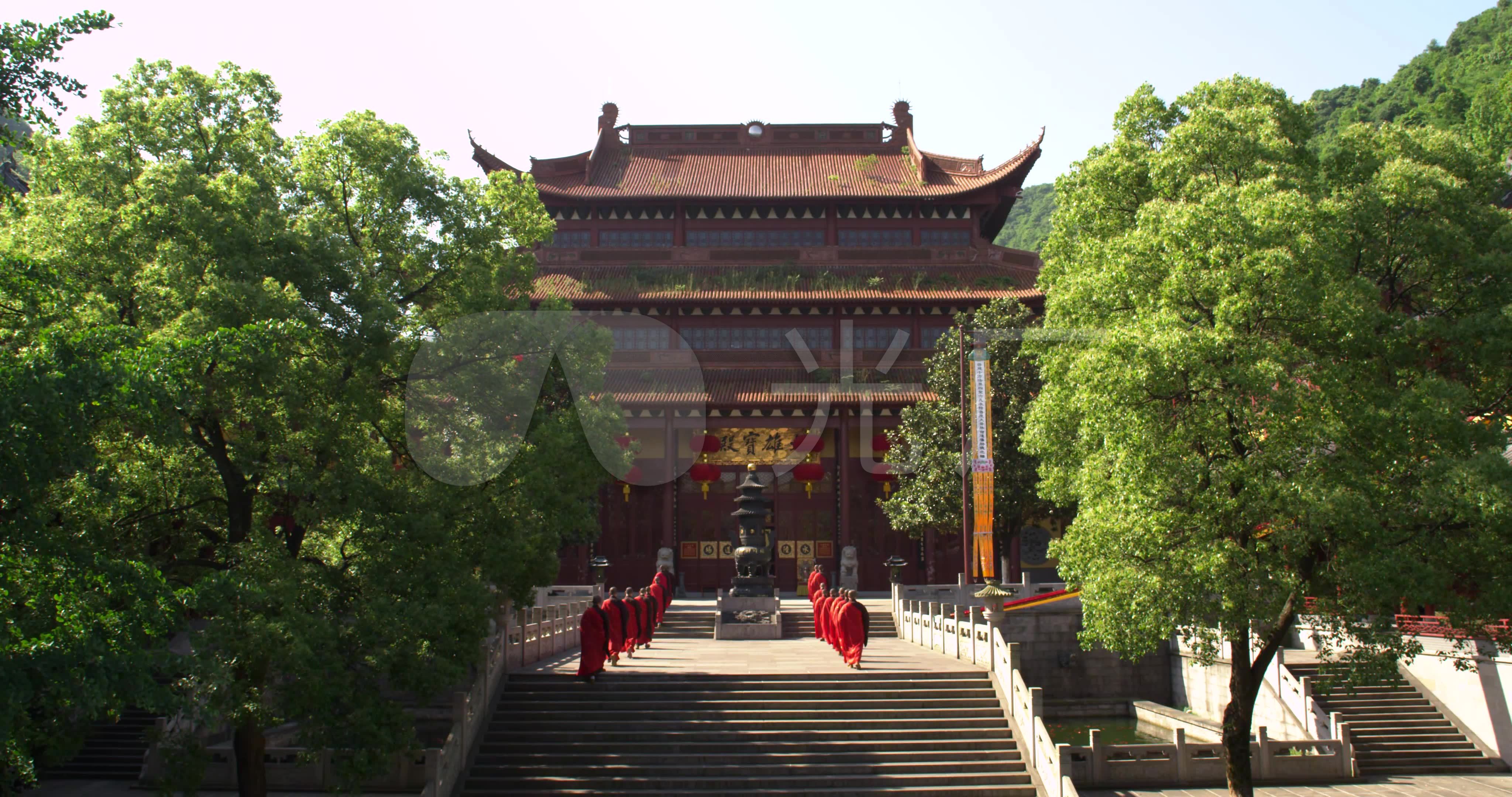 山中寺庙佛教古寺古庙古刹和尚_4096x2160_高清视频素材下载(编号