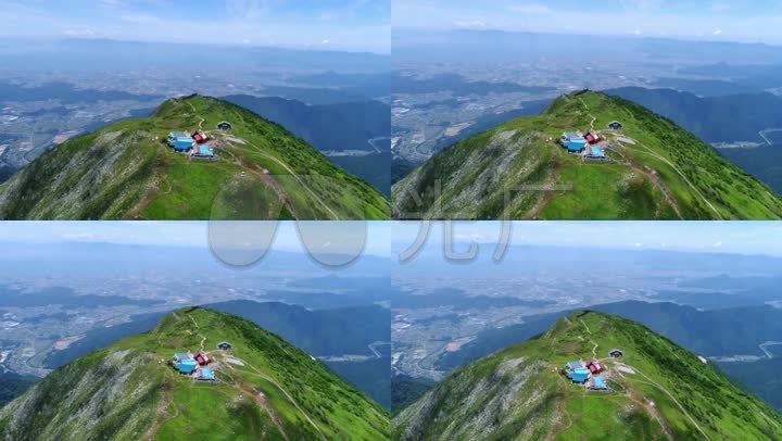 伊吹山 山顶 山峰 房屋 山坡 航拍 山道